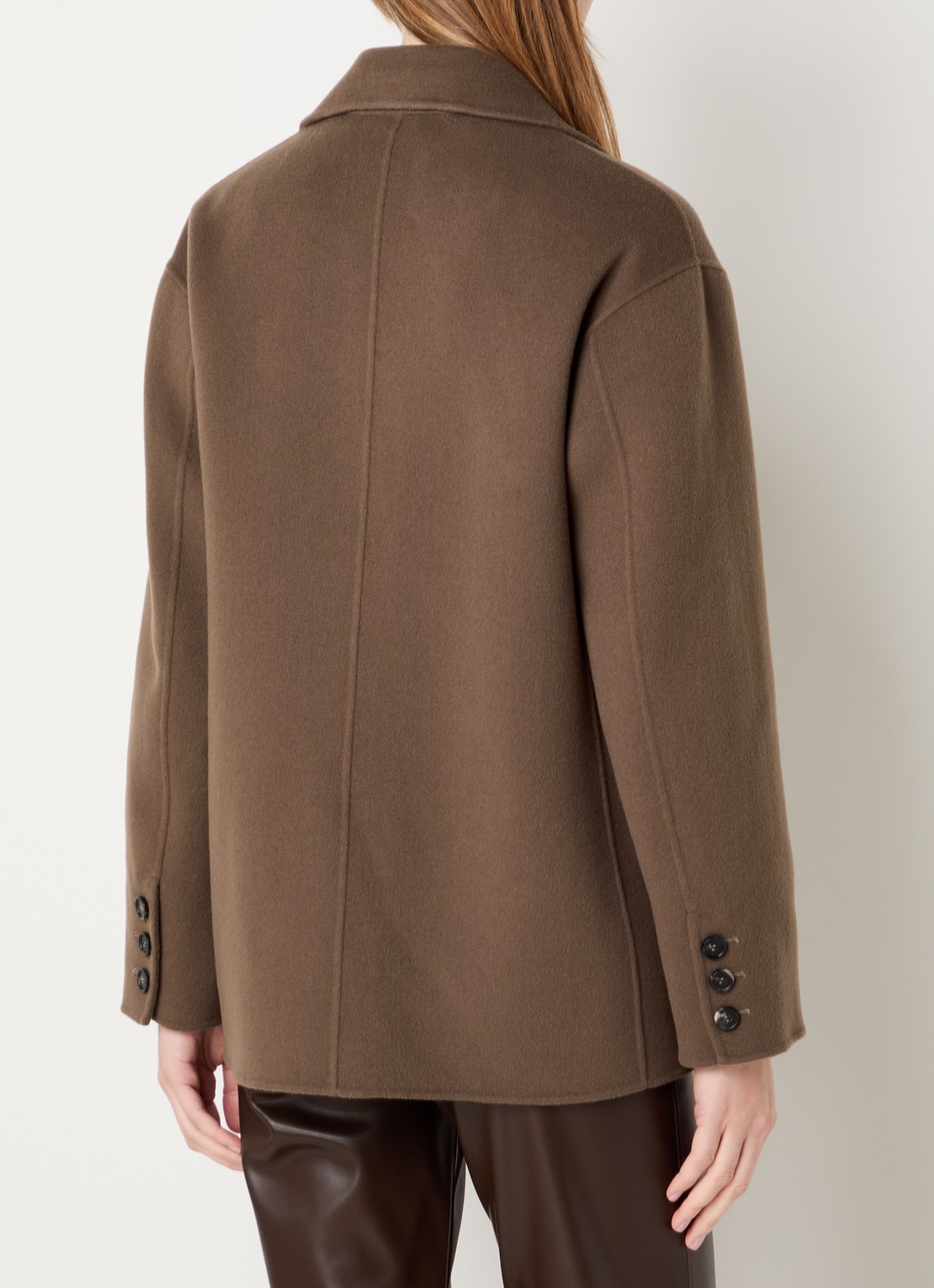 Max Mara Elfi mantel van scheerwol met steekzakken - achterkant 4 lichtbruin
