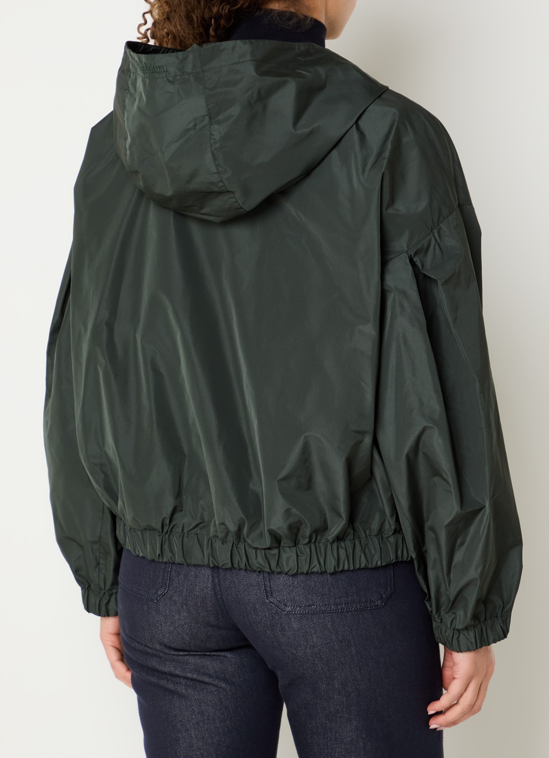 Max Mara Eliseo jack met capuchon en waterafstotende coating - achterkant donkergroen