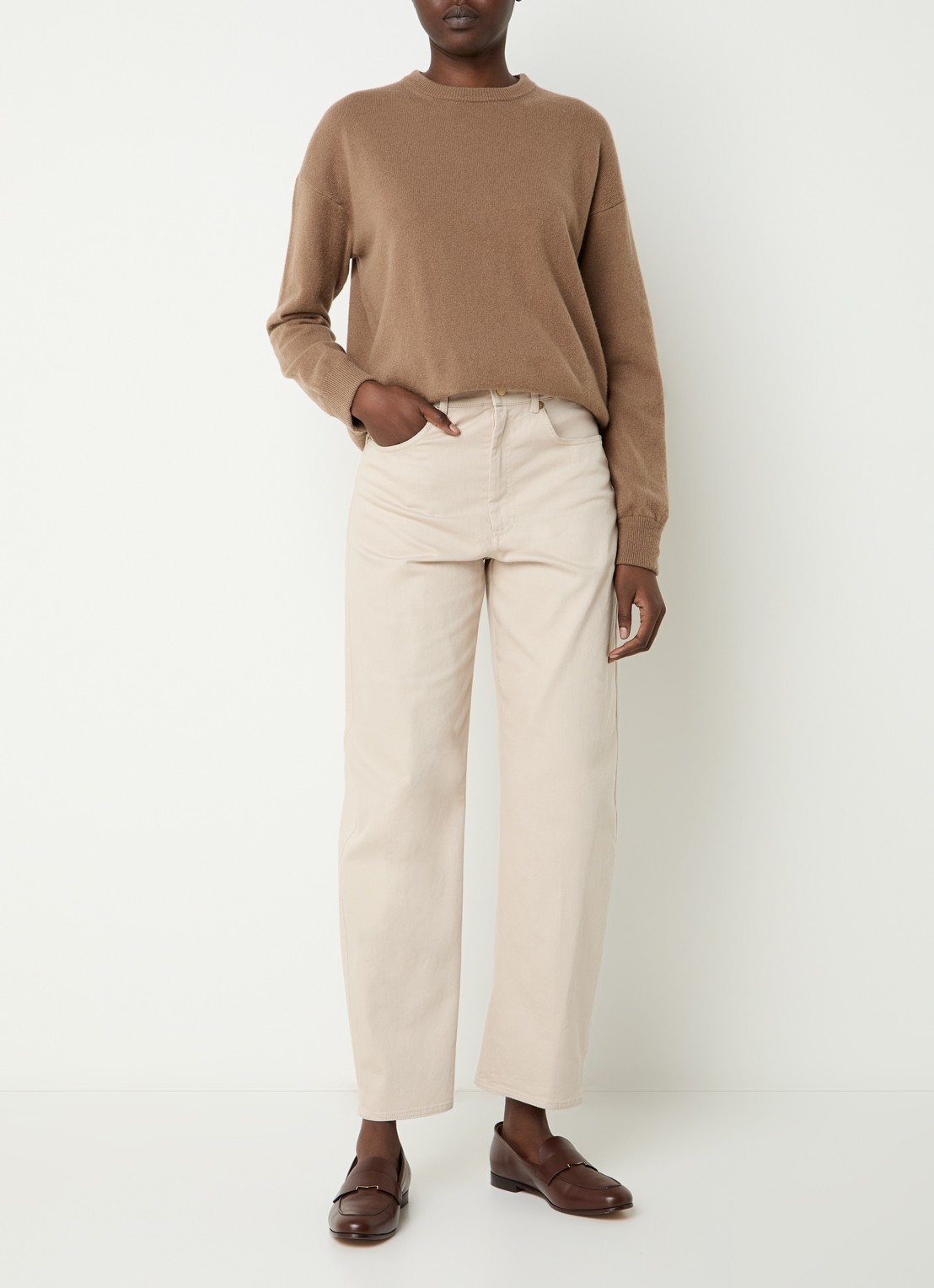 Max Mara Emily high waist tapered jeans met gekleurde wassing - voorkant 3 beige