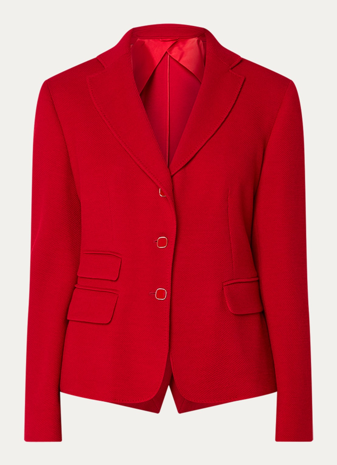 Max Mara Emiro blazer in scheerwolblend met klepzakken - voorkant rood