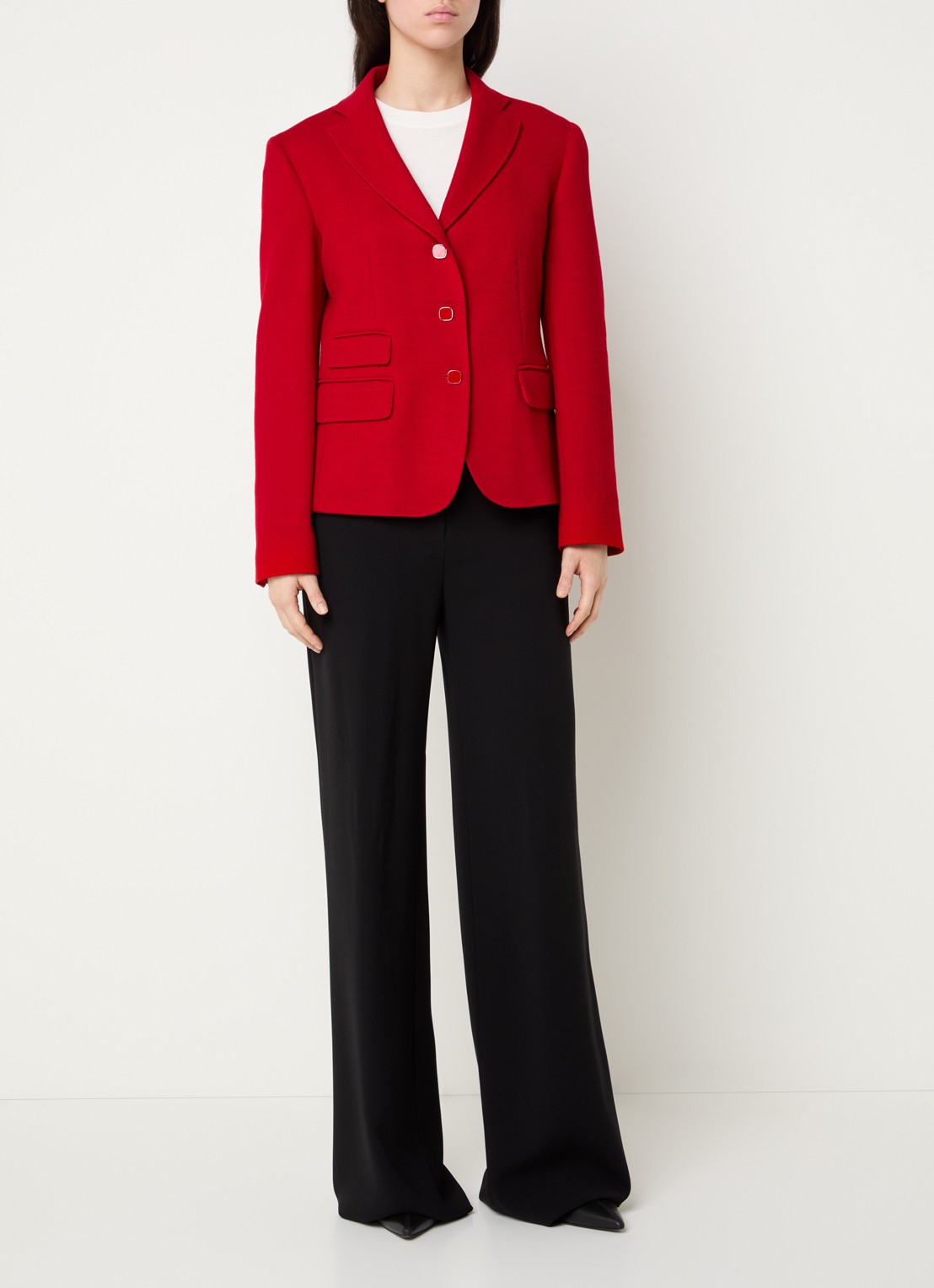 Max Mara Emiro blazer in scheerwolblend met klepzakken - voorkant 2 rood