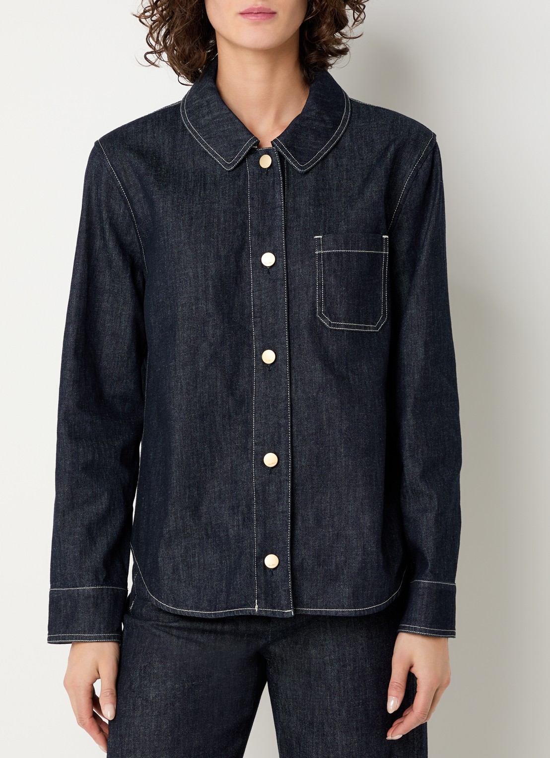 Max Mara Enfasi blouse van denim - detail indigo