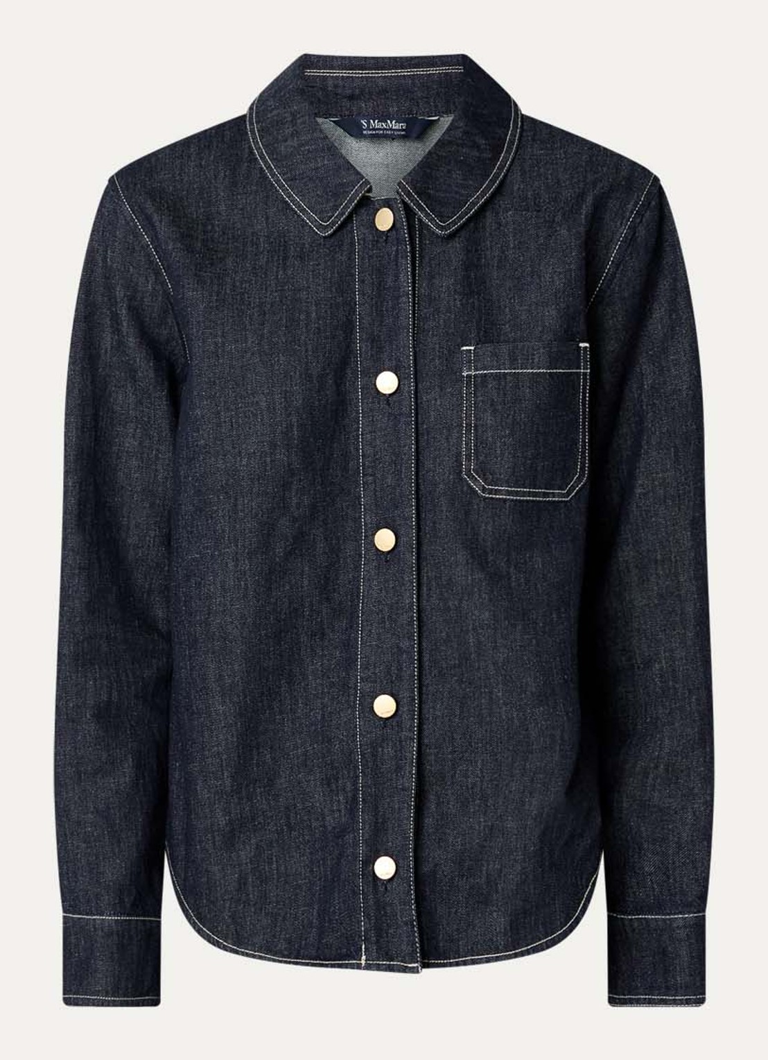 Max Mara Enfasi blouse van denim - voorkant 3 indigo