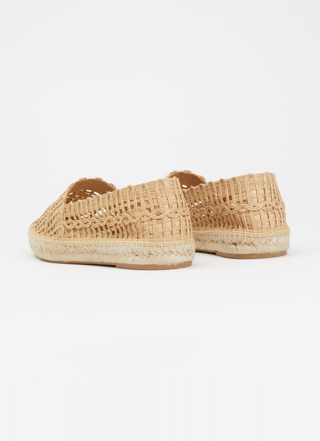 Max Mara Espadrille met opengewerkt dessin - achterkant camel