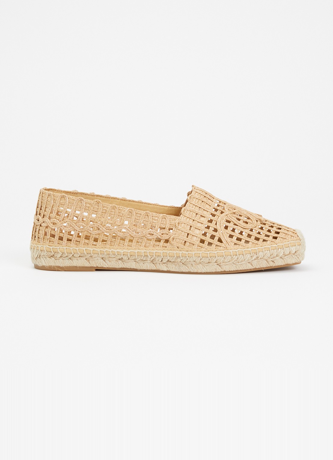 Max Mara Espadrille met opengewerkt dessin - voorkant 8 camel