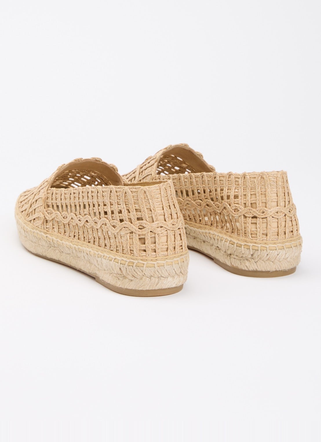 Max Mara Espadrille met opengewerkt dessin - achterkant 2 camel