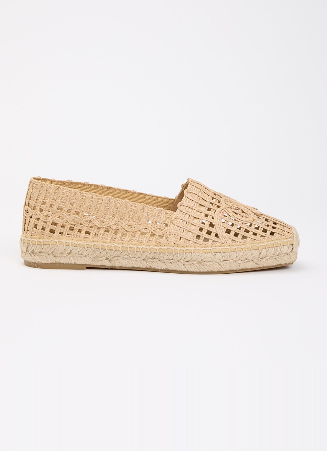 Max Mara Espadrille met opengewerkt dessin - voorkant 9 camel