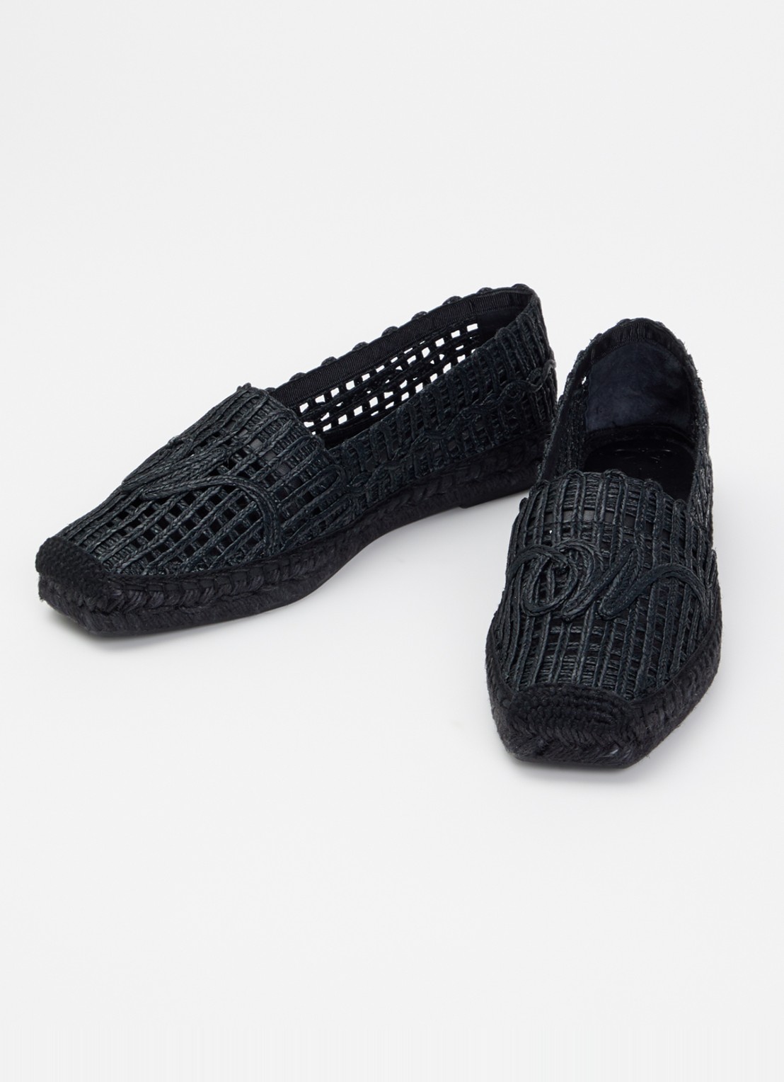 Max Mara Espadrille met opengewerkt dessin - detail zwart