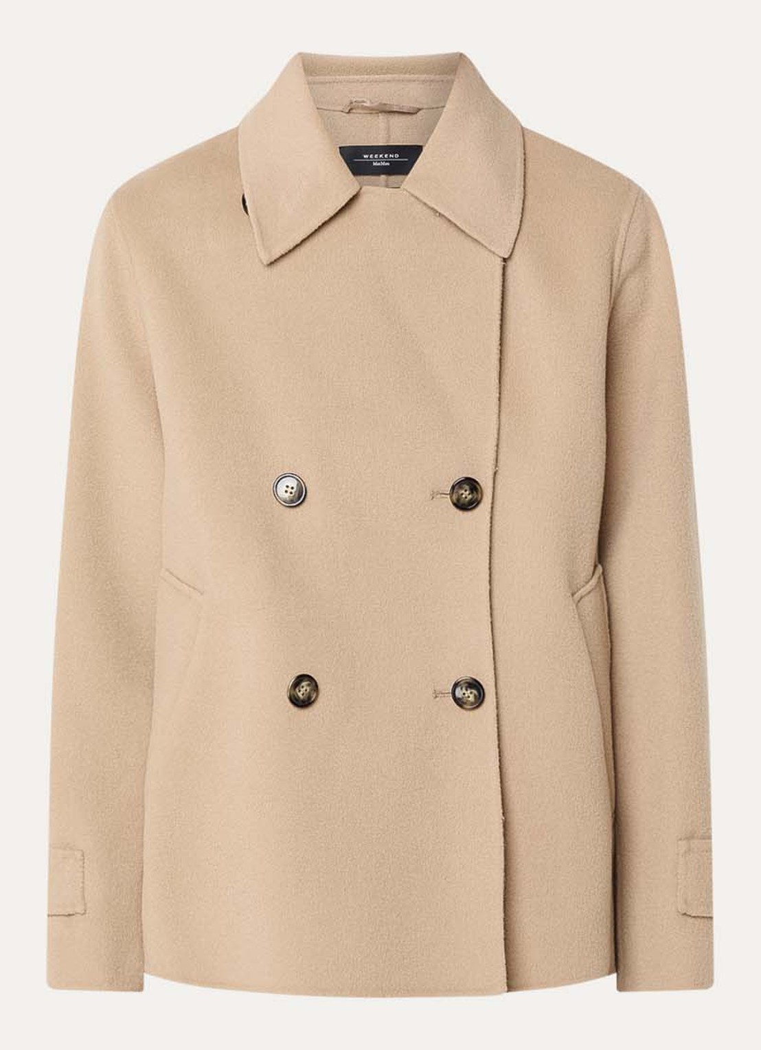 Max Mara Fantino double-breasted mantel van scheerwol met steekzakken - voorkant 2 camel