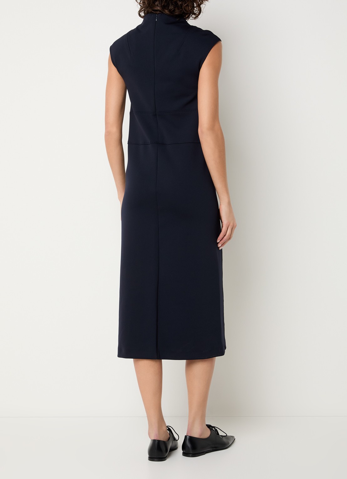 Max Mara Fatto midi jurk met steekzakken - achterkant donkerblauw