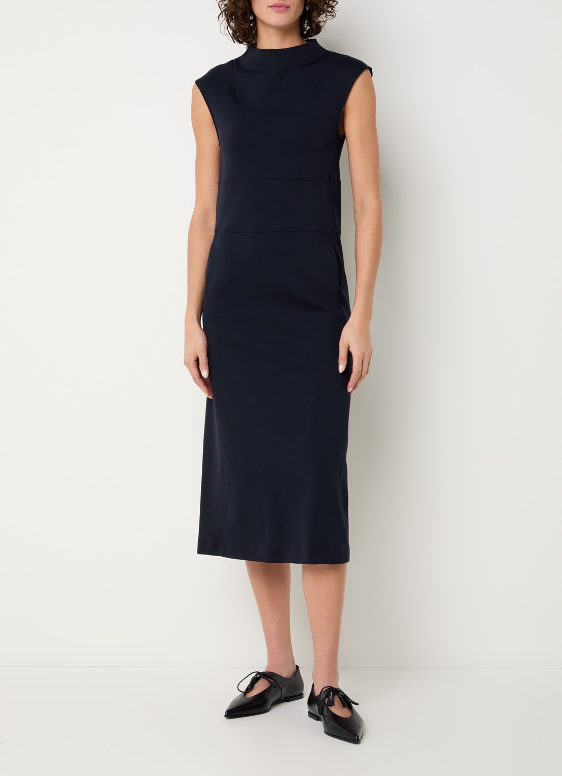 Max Mara Fatto midi jurk met steekzakken - detail 2 donkerblauw