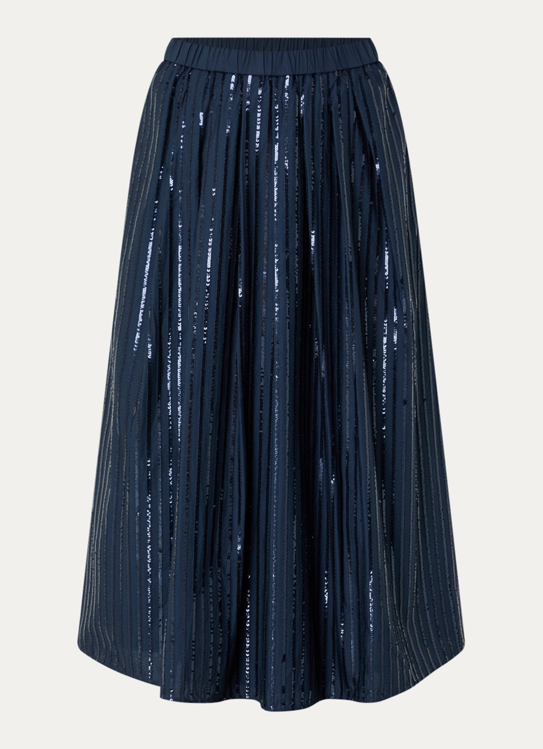 Max Mara Fidori midi rok met pailletten en steekzakken - voorkant 3 donkerblauw