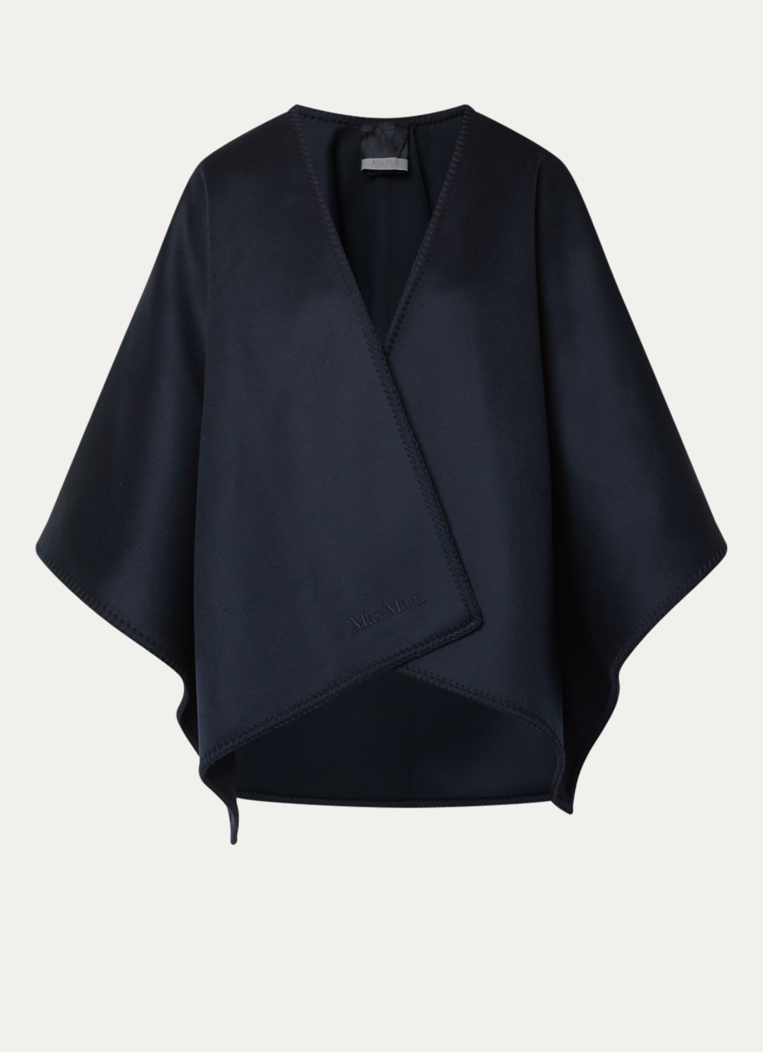 Max Mara Fijngebreide poncho in wolblend - voorkant 3 donkerblauw