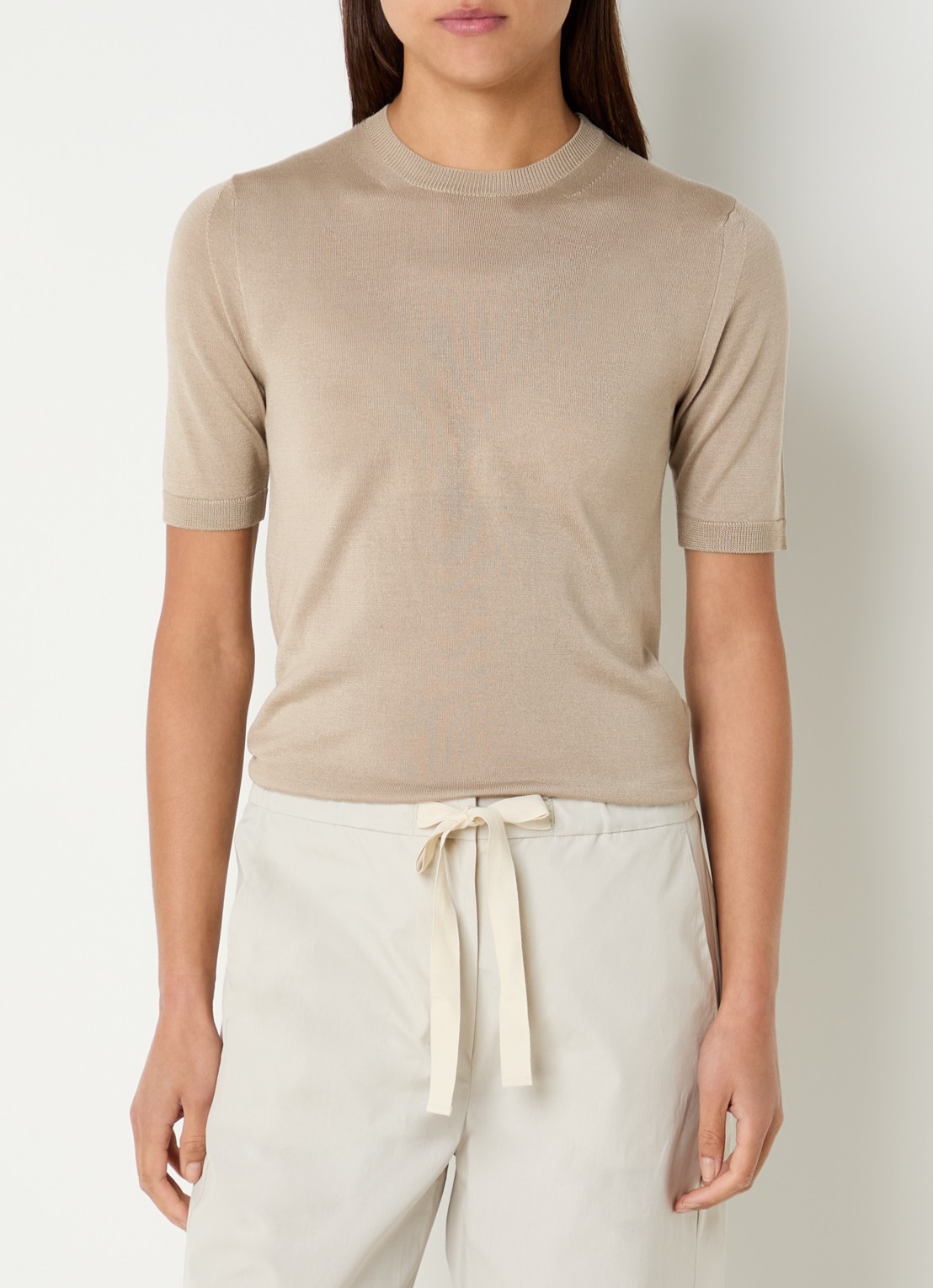 Max Mara Fijngebreide Top in kasjmierblend - detail beige