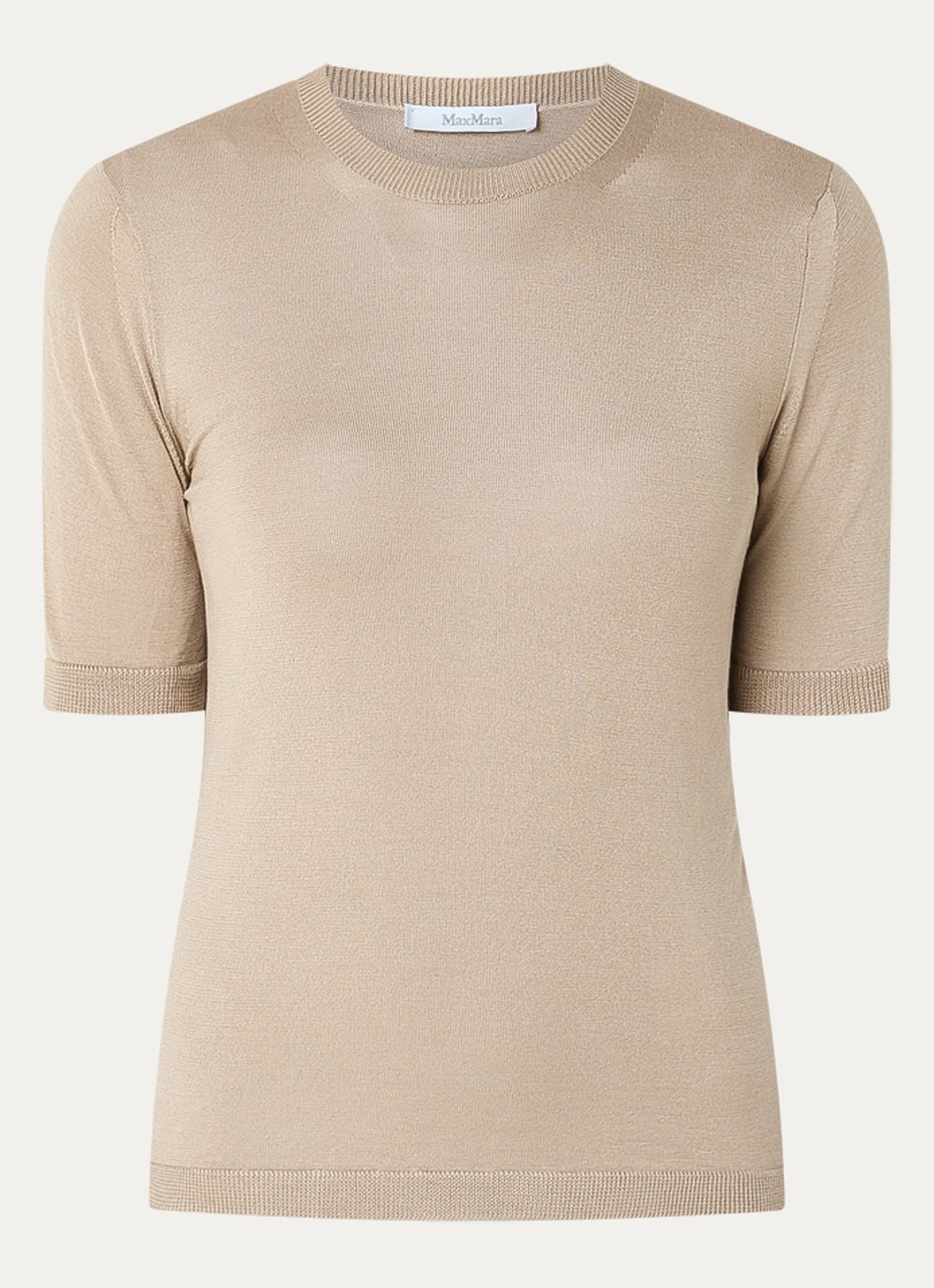 Max Mara Fijngebreide Top in kasjmierblend - voorkant 3 beige