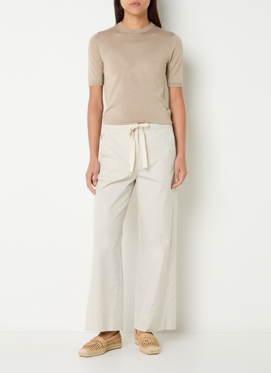 Max Mara Fijngebreide Top in kasjmierblend - voorkant 4 beige