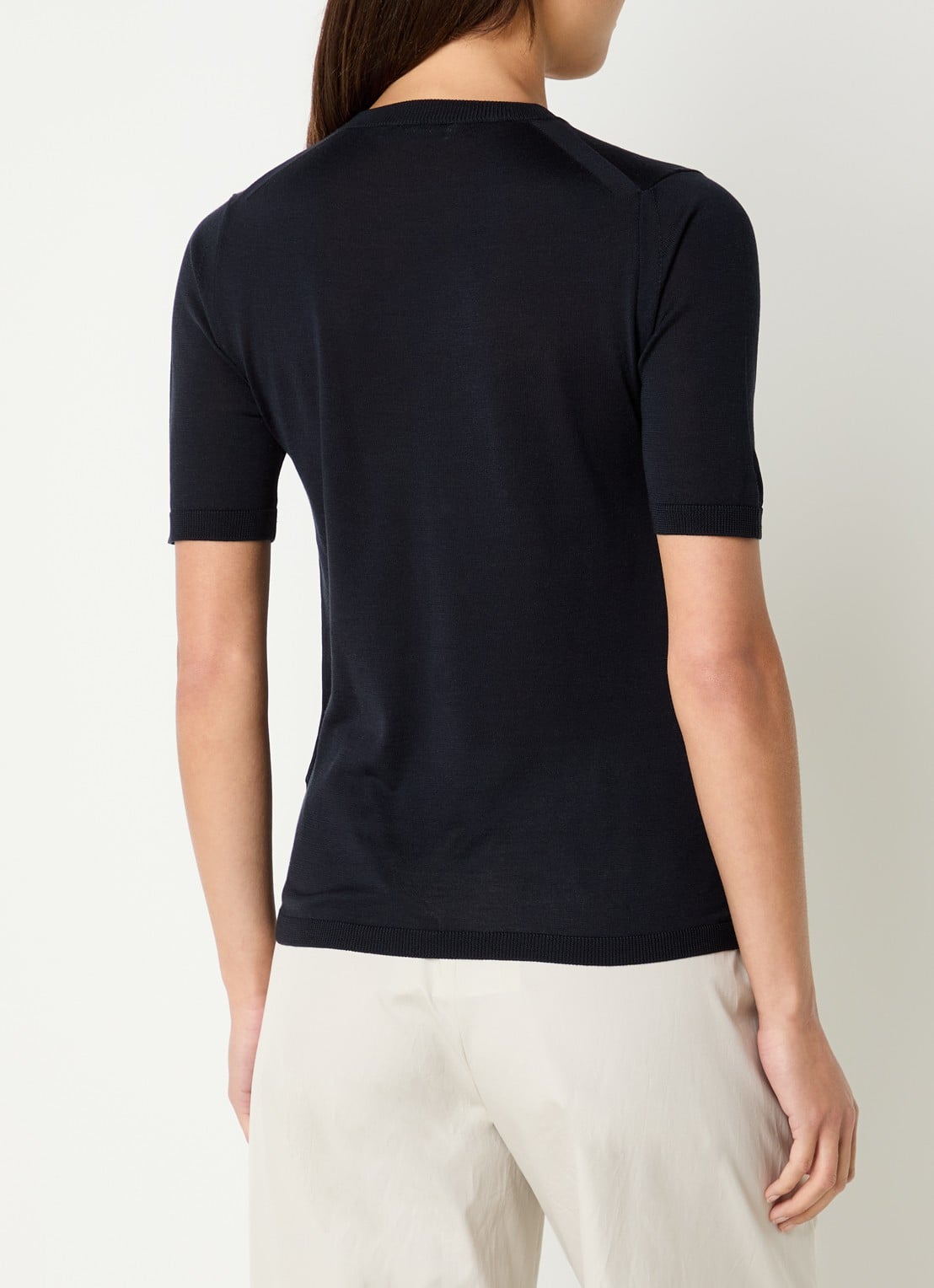 Max Mara Fijngebreide Top in kasjmierblend - achterkant 4 donkerblauw