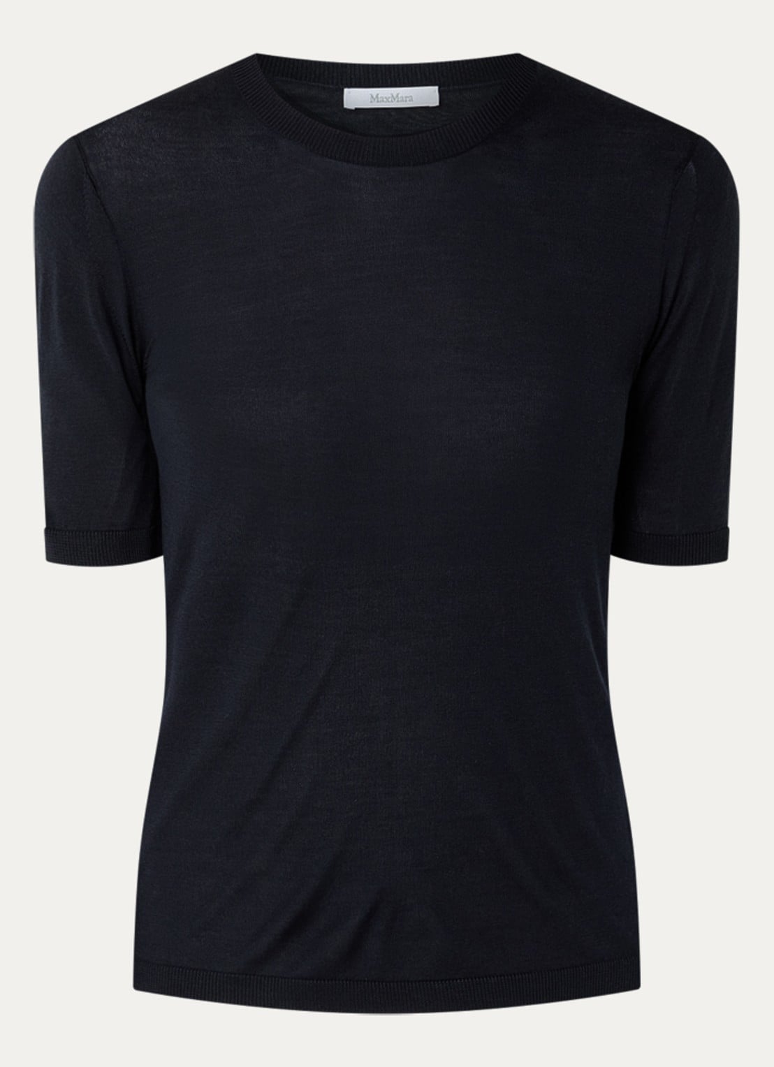 Max Mara Fijngebreide Top in kasjmierblend - voorkant donkerblauw