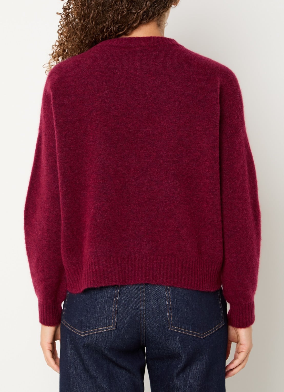 Max Mara Fijngebreide trui in alpaca wolblend - achterkant bordeauxrood