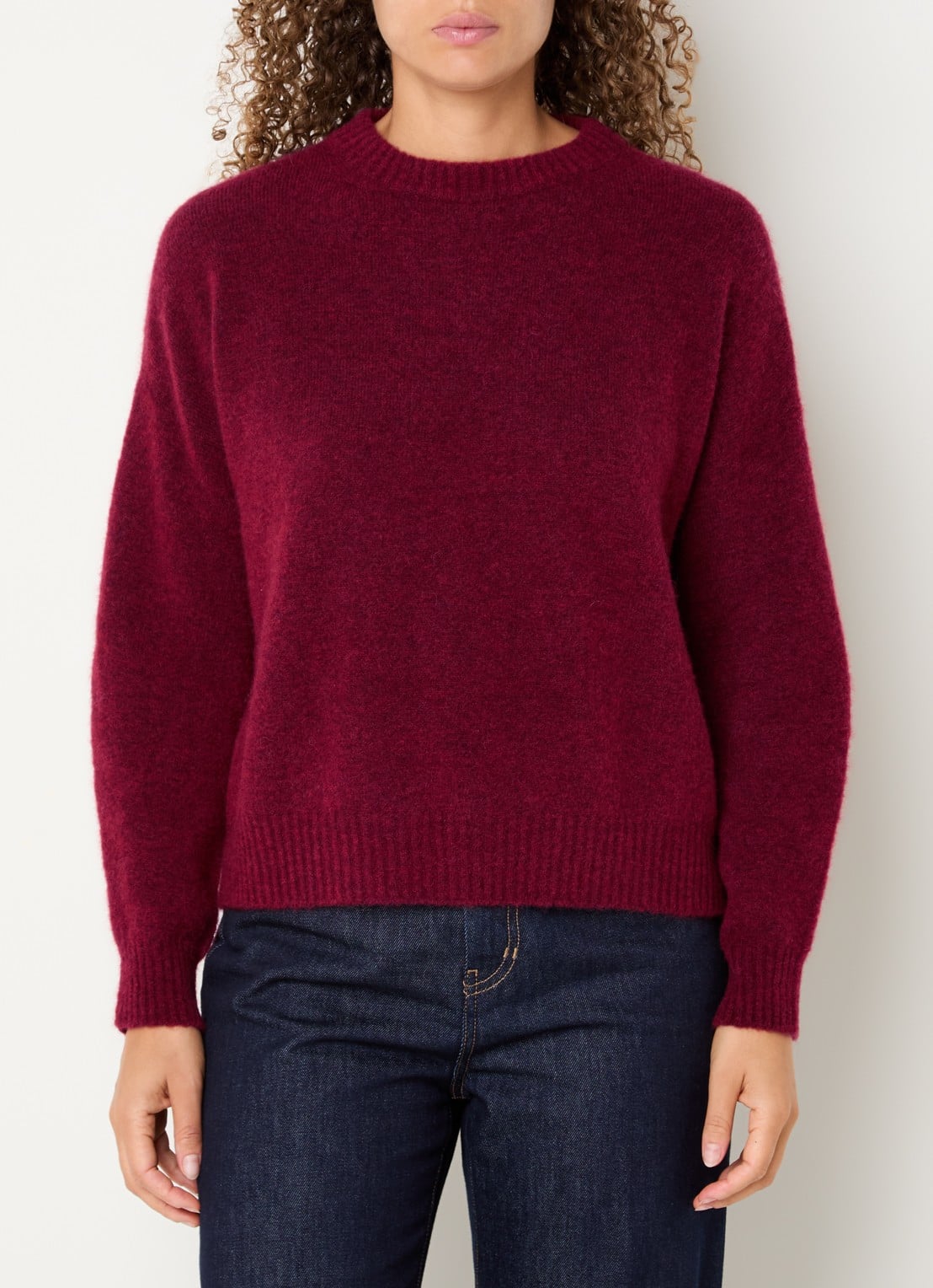 Max Mara Fijngebreide trui in alpaca wolblend - detail 2 bordeauxrood