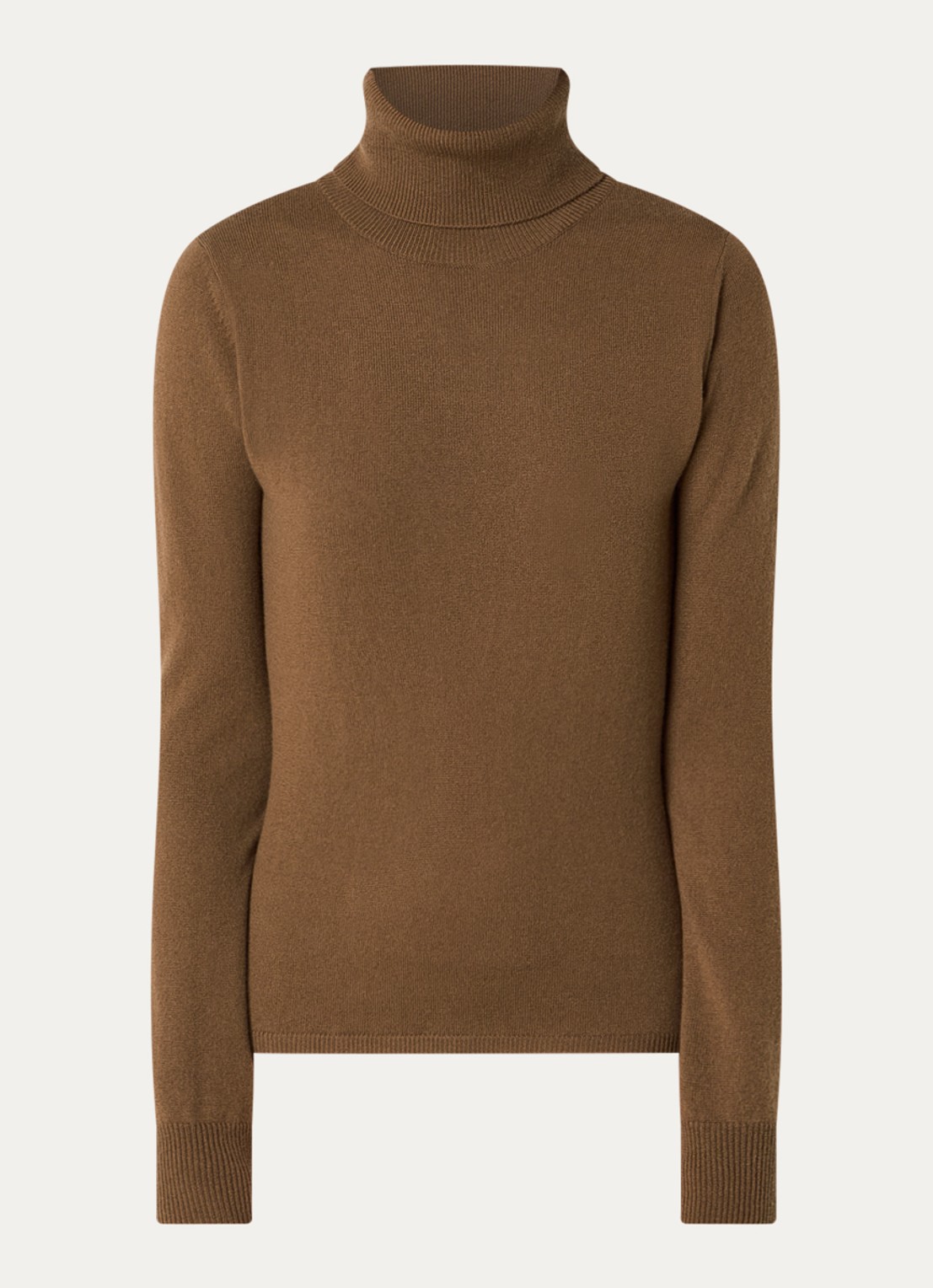 Max Mara Fijngebreide trui in kasjmierblend met col - voorkant 2 hazelnootbruin