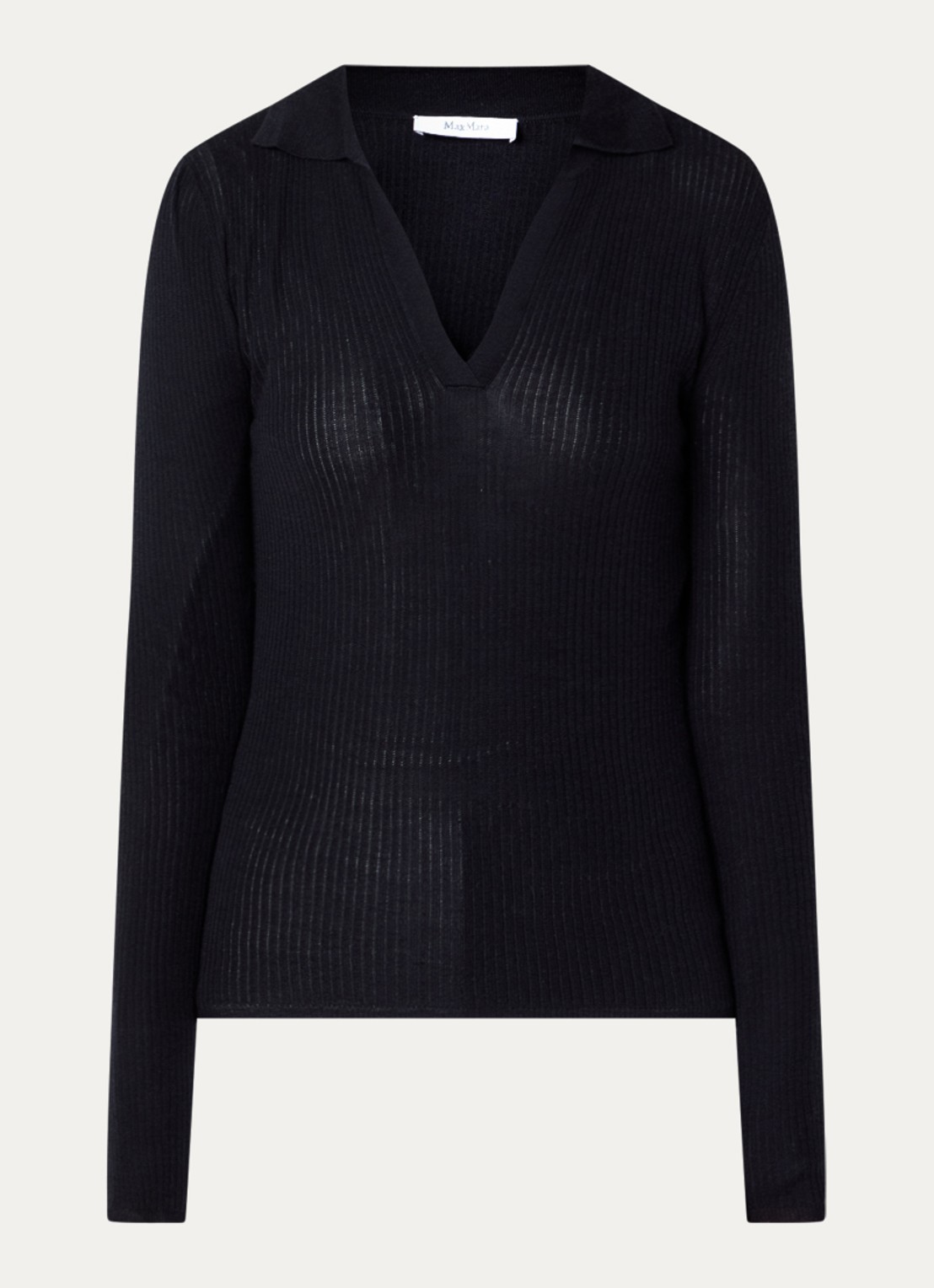 Max Mara Fijngebreide trui in kasjmierblend - voorkant 3 donkerblauw