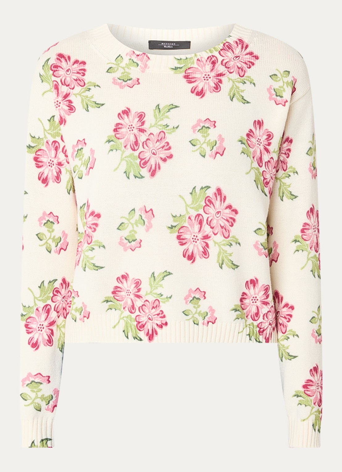 Max Mara Fijngebreide trui met bloemenprint - voorkant 2 ivoor