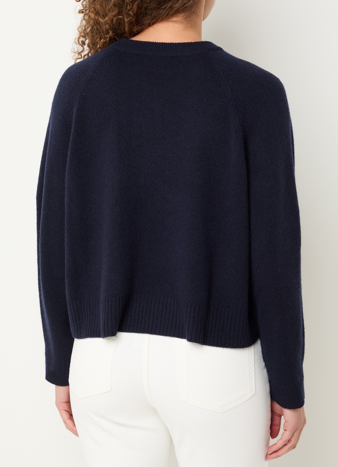 Max Mara Fijngebreide trui van kasjmier met ronde hals - achterkant 4 donkerblauw