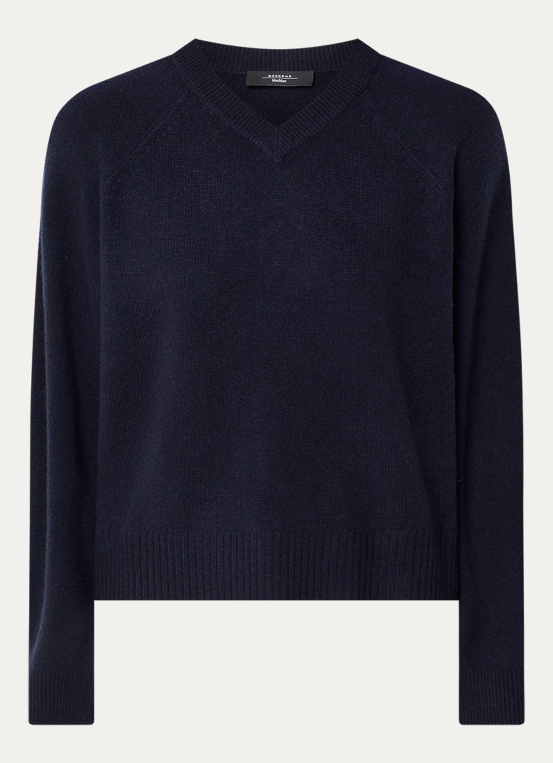Max Mara Fijngebreide trui van kasjmier met ronde hals - voorkant 2 donkerblauw