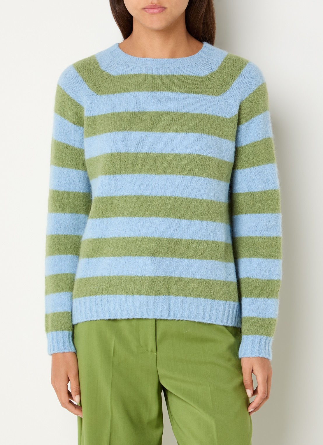 Max Mara Fijngebreide trui van wol - detail groen