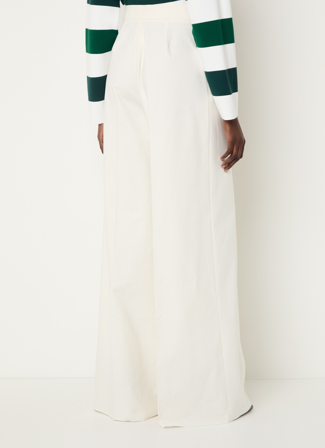 Max Mara Finish high waist wide fit pantalon met steekzakken - achterkant 4 gebroken wit