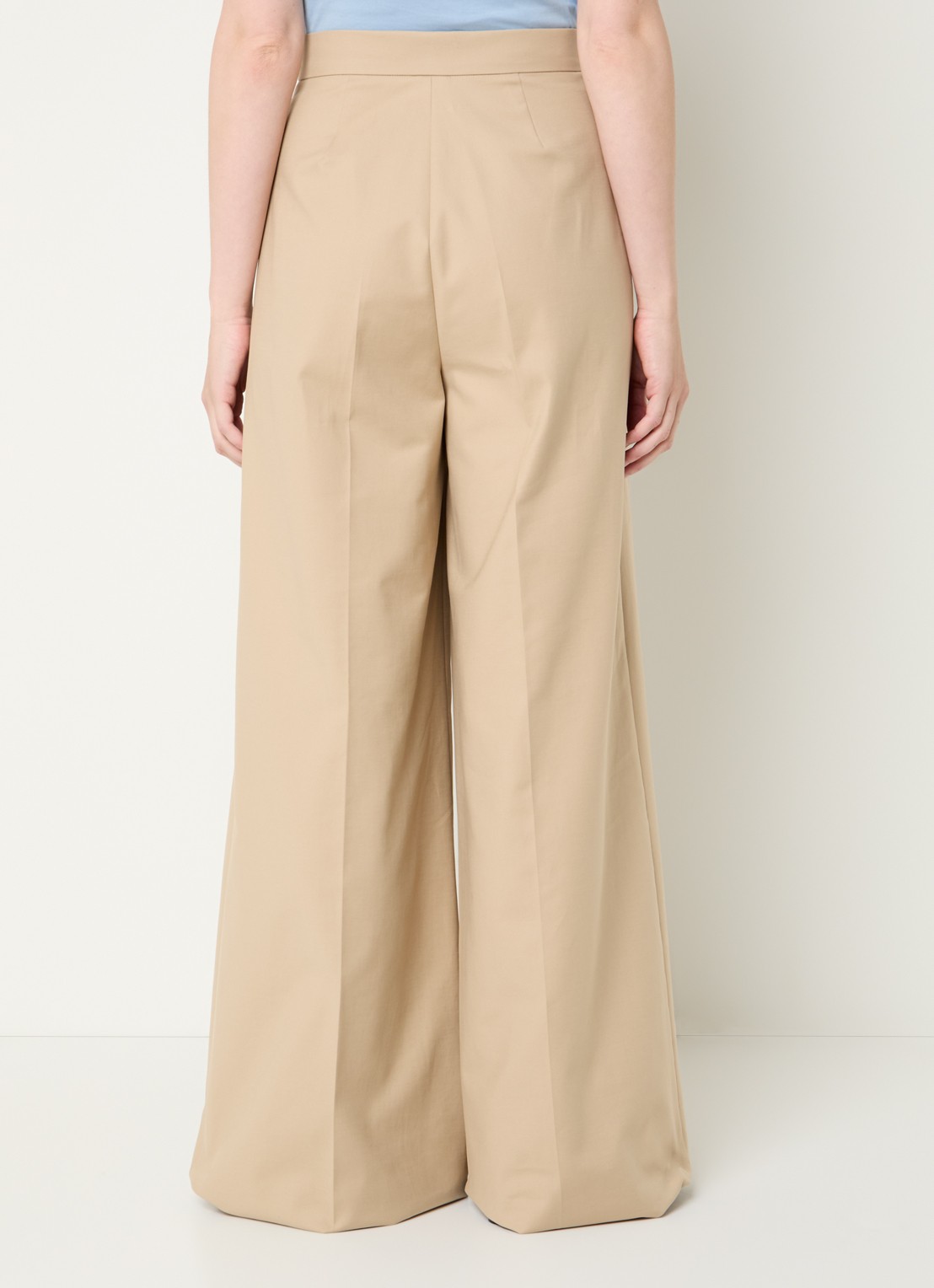 Max Mara Finish high waist wide fit pantalon met steekzakken - achterkant 4 zand