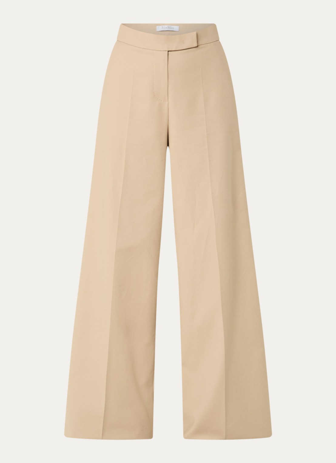 Max Mara Finish high waist wide fit pantalon met steekzakken - voorkant zand