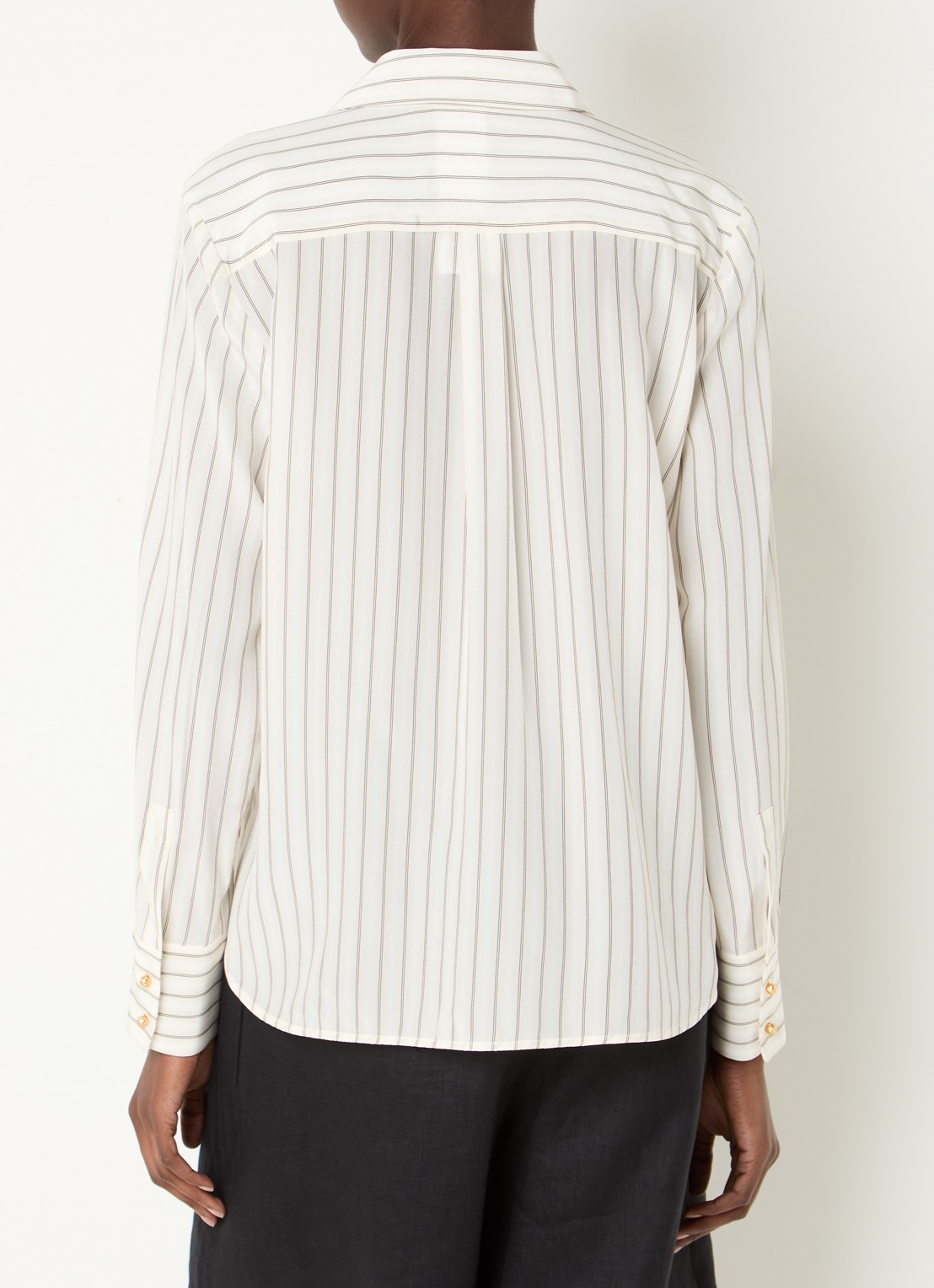 Max Mara Flirt blouse van zijde met streepprint - achterkant 3 ivoor