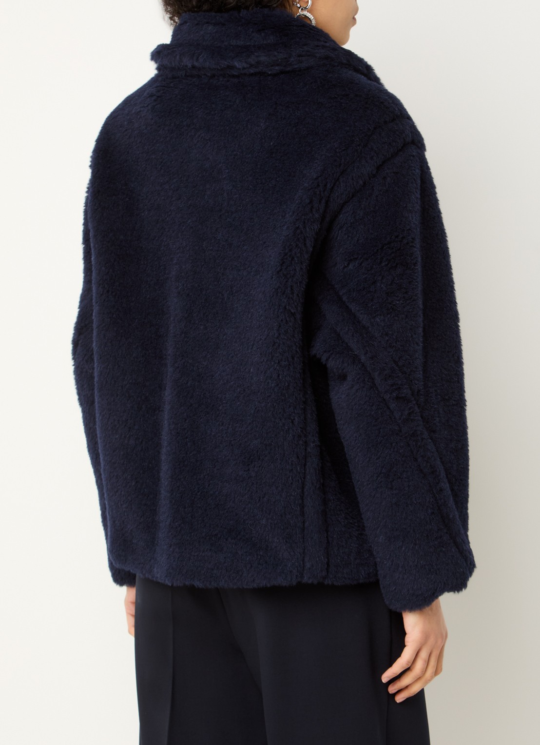 Max Mara Fuggito mantel in scheerwolblend met steekzakken - achterkant 4 donkerblauw