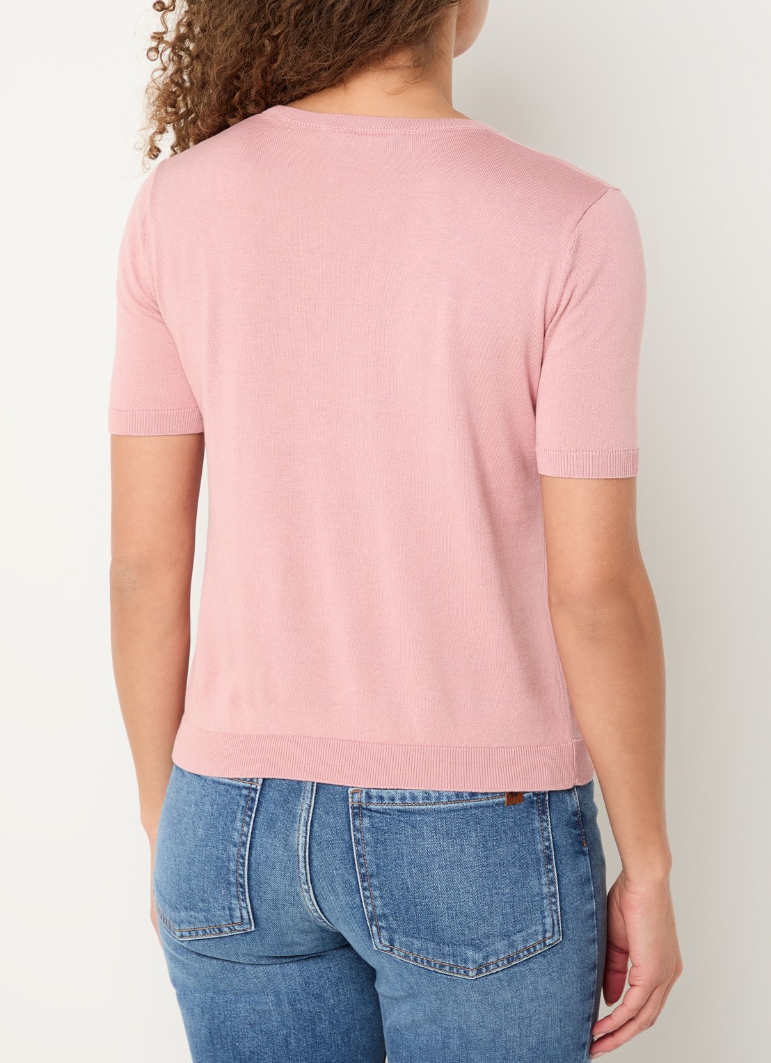 Max Mara Gabarra T-shirt van satijn - achterkant 4 oudroze
