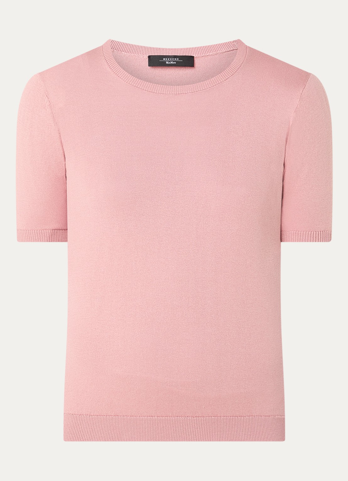 Max Mara Gabarra T-shirt van satijn - voorkant oudroze