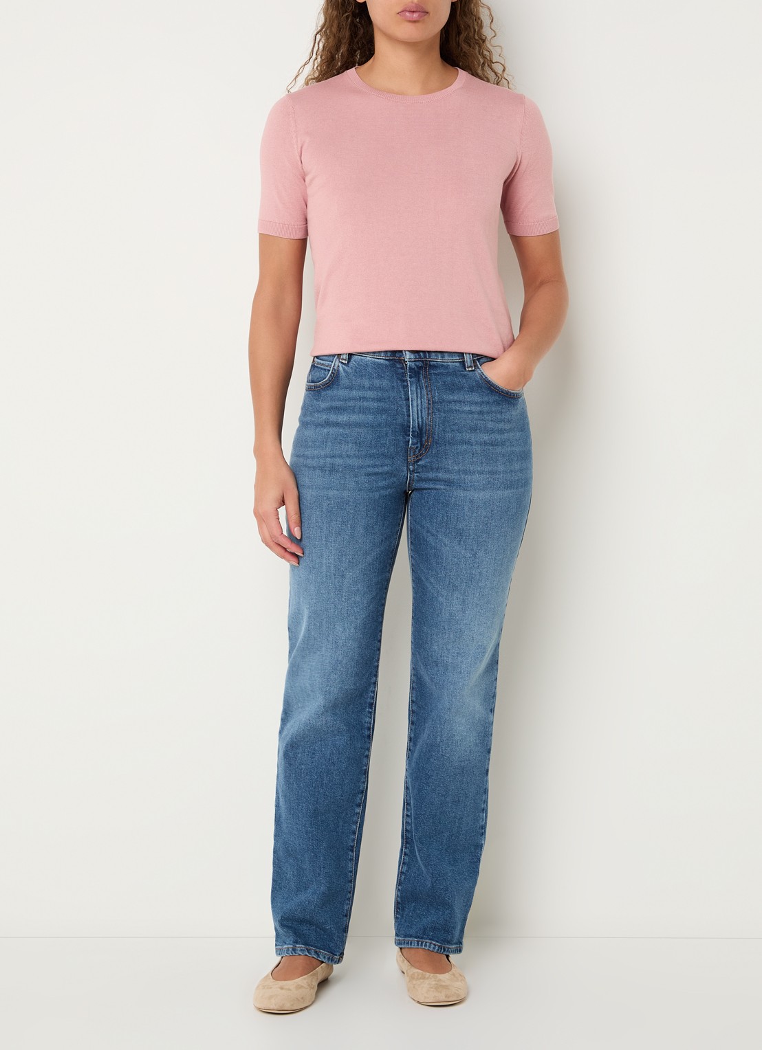 Max Mara Gabarra T-shirt van satijn - voorkant 2 oudroze