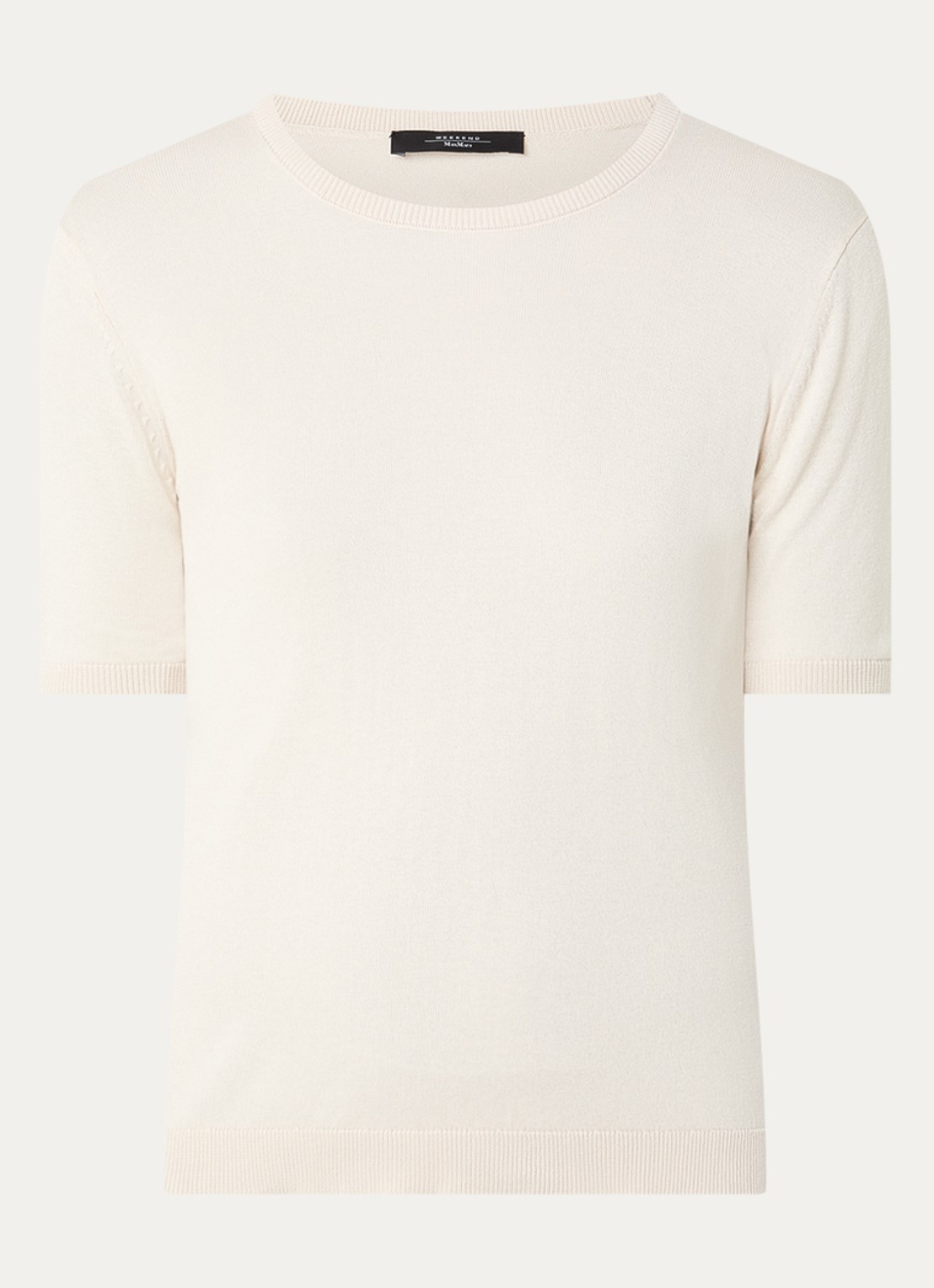 Max Mara Gabarra T-shirt van satijn - voorkant 3 vanillegeel