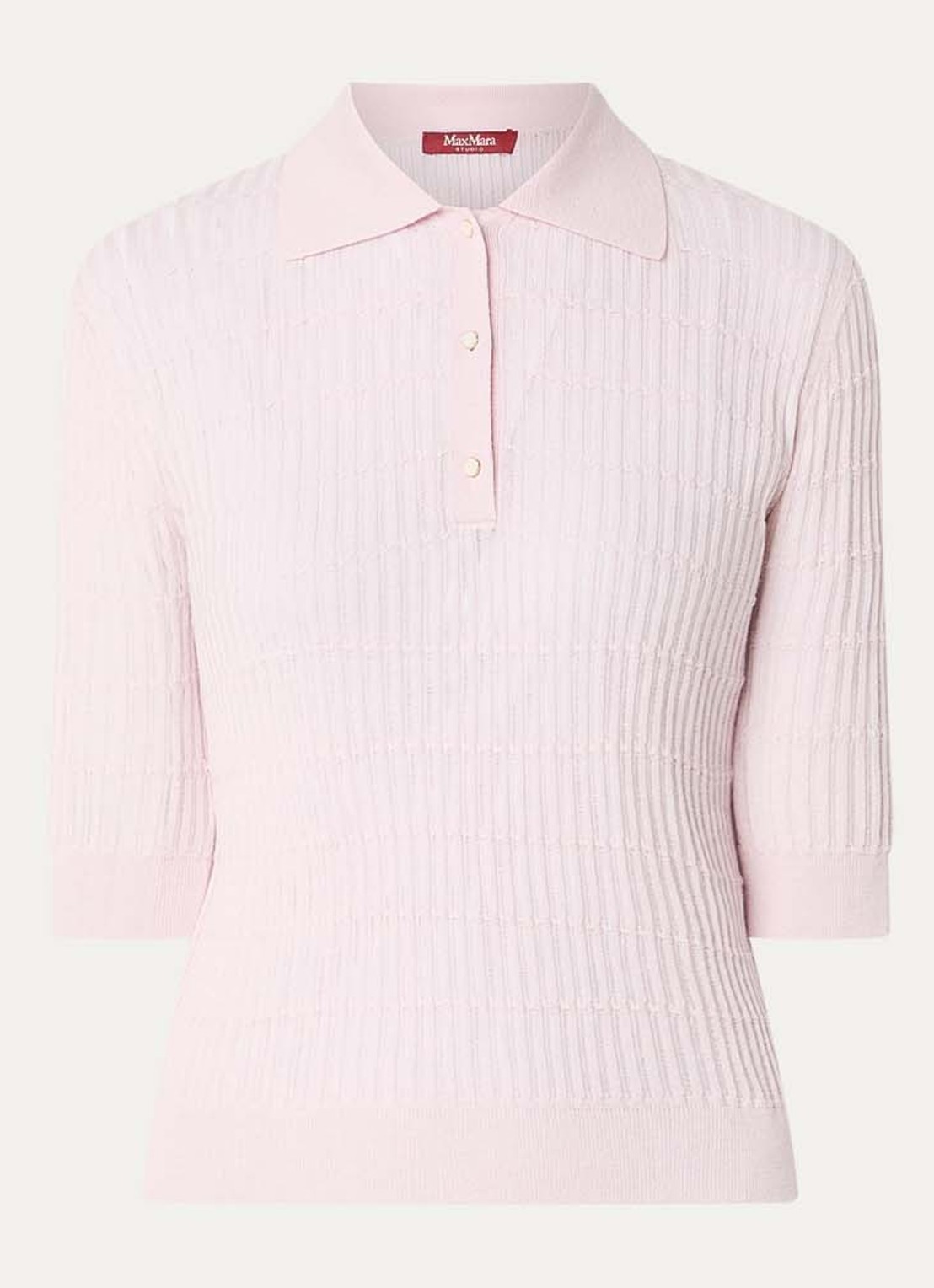 Max Mara Gallo fijngebreide top in zijdeblend - voorkant 3 lichtroze