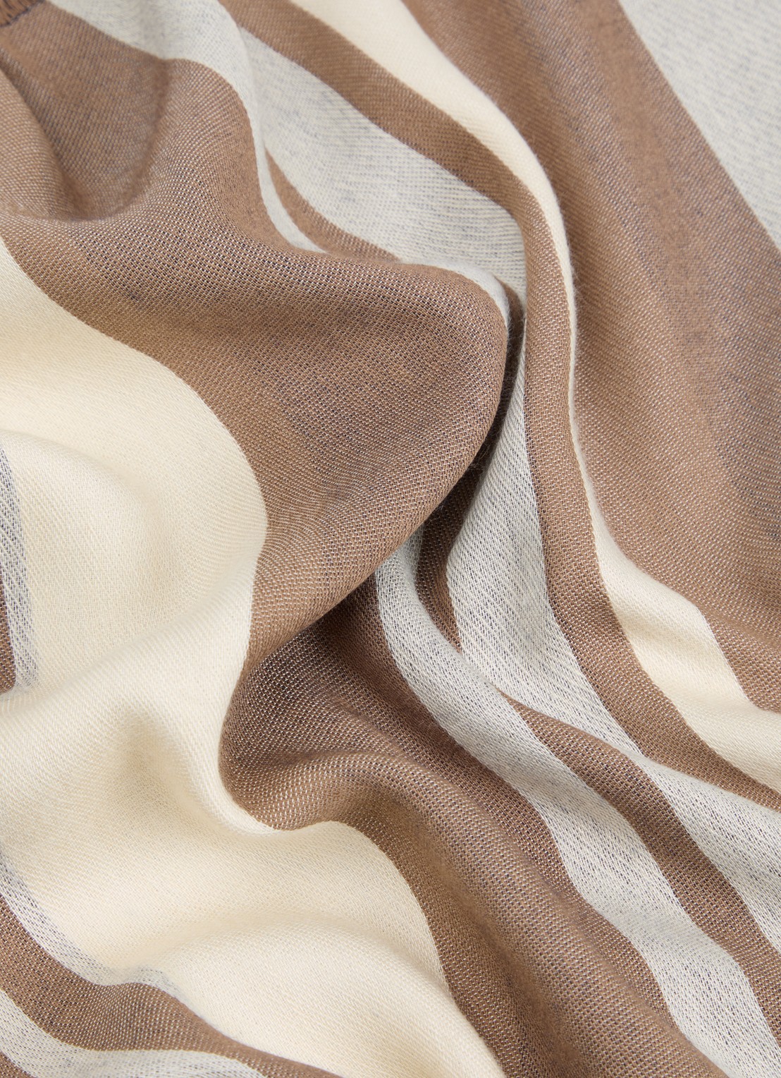 Max Mara Gallo sjaal met streepprint 184 x 82 cm - detail 3 beige