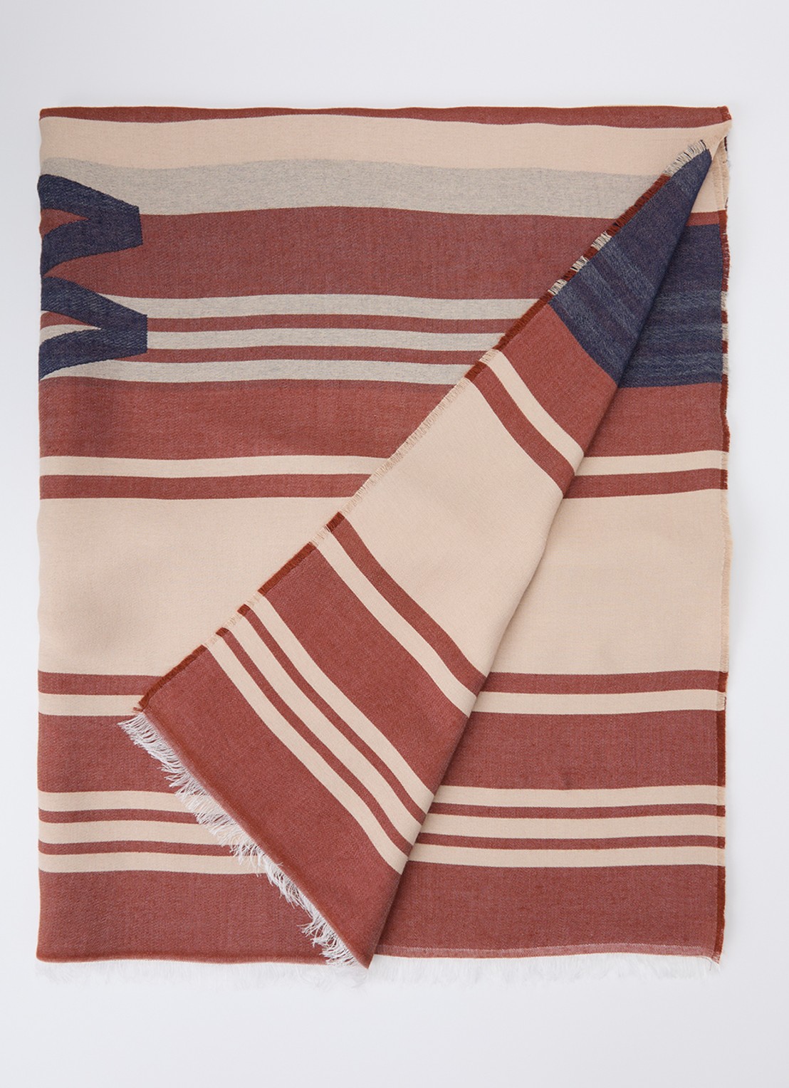 Max Mara Gallo sjaal met streepprint 184 x 82 cm - voorkant rood