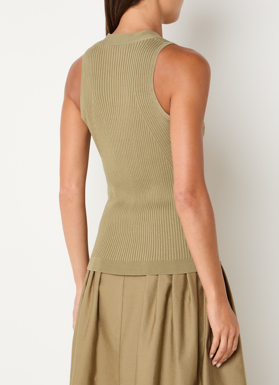 Max Mara Gebreid vest met ribstructuur - achterkant 4 khaki