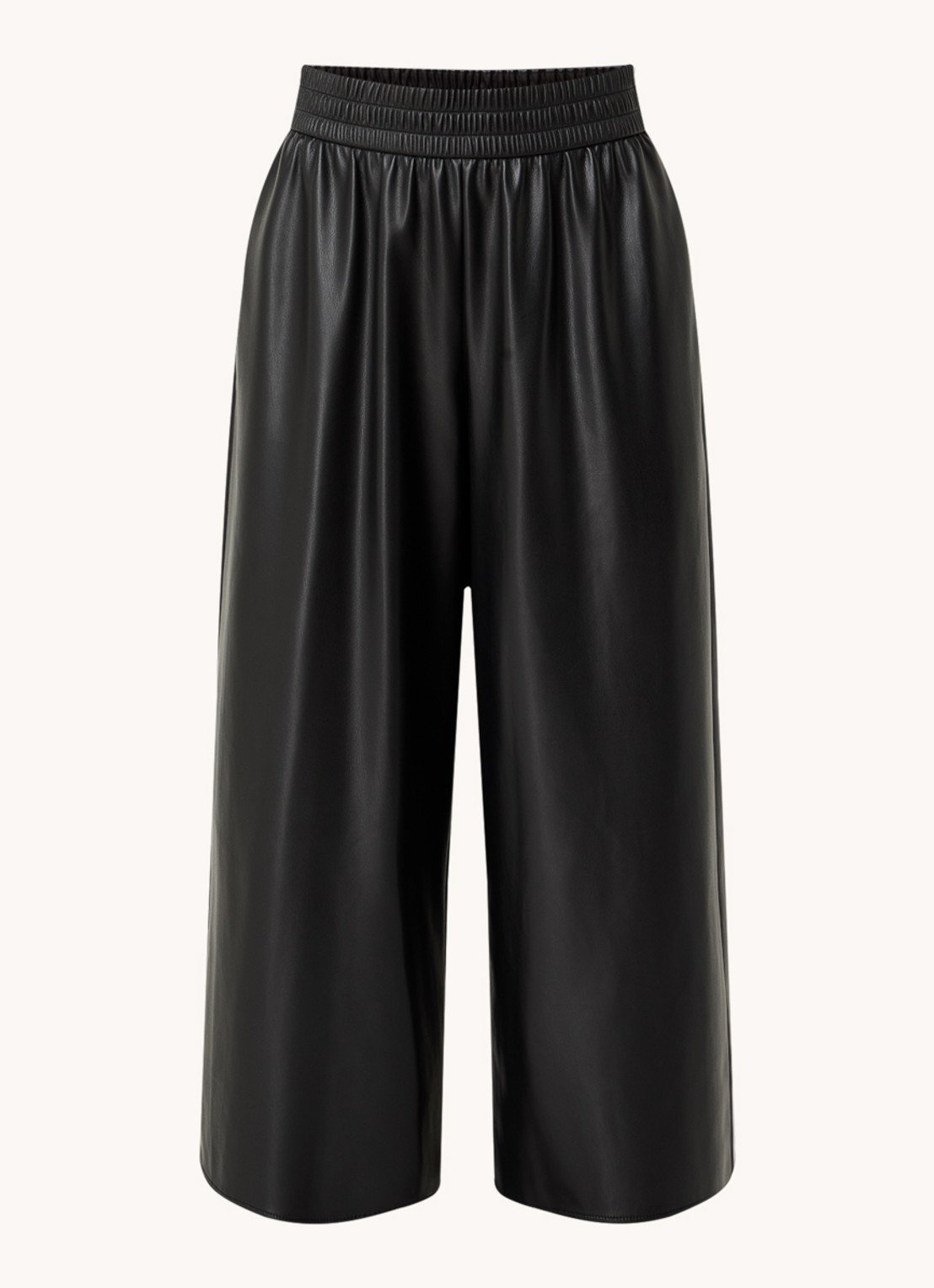 Max Mara Gennaro high waist wide fit cropped palazzo broek van imitatieleer met steekzakken - voorkant 3 zwart