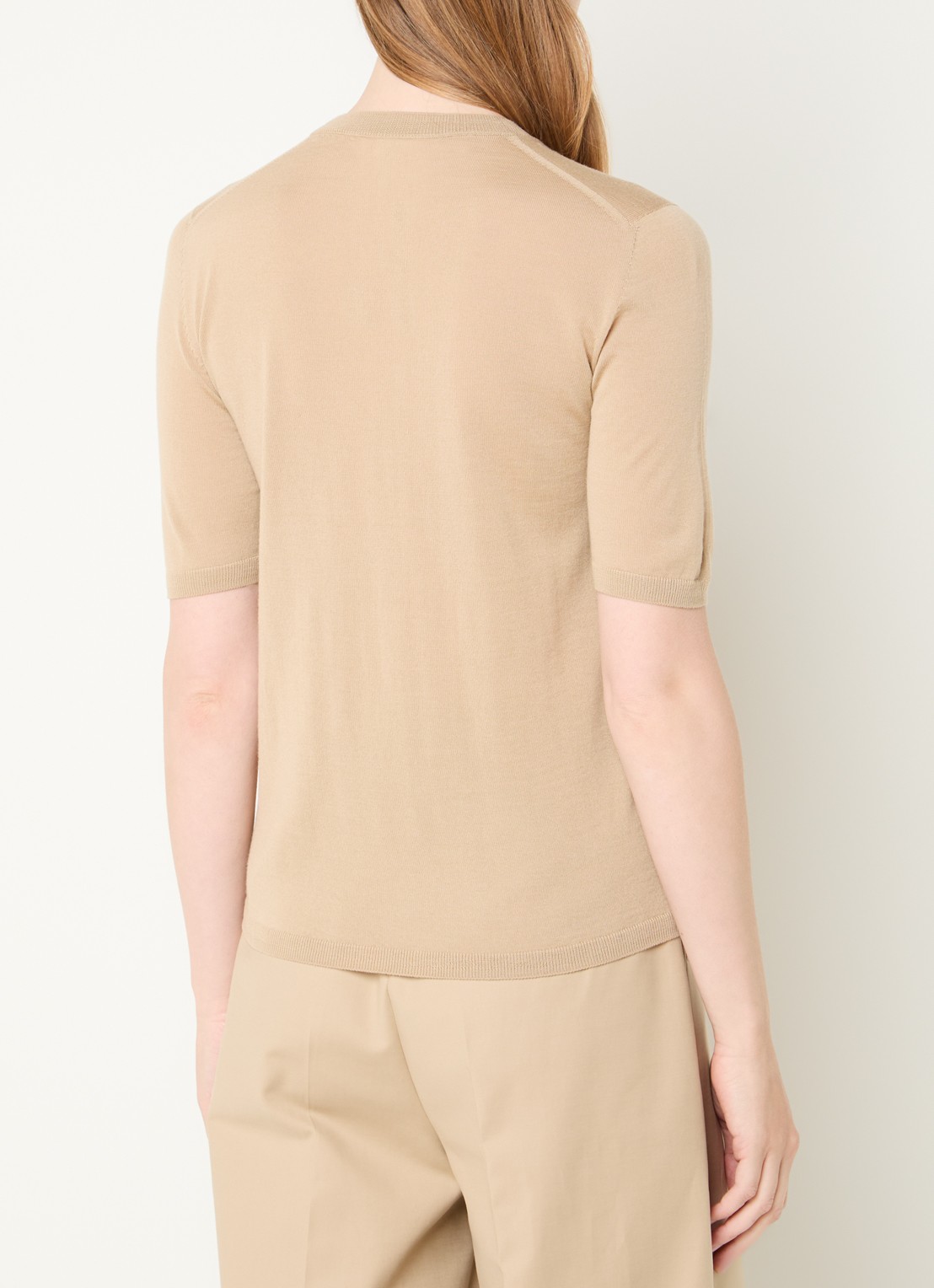 Max Mara Gerico fijngebreide top van wol  - achterkant 4 donkerbeige