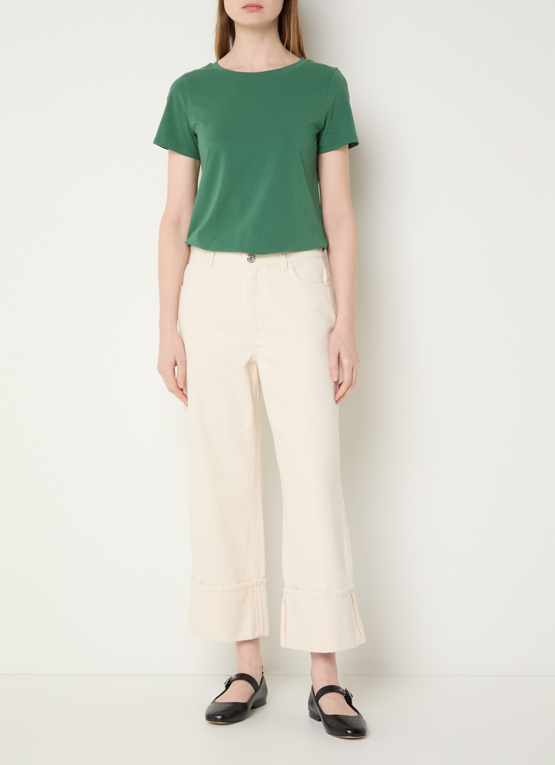 Max Mara Gesto high waist wide leg cropped jeans met gekleurde wassing - voorkant 2 gebroken wit