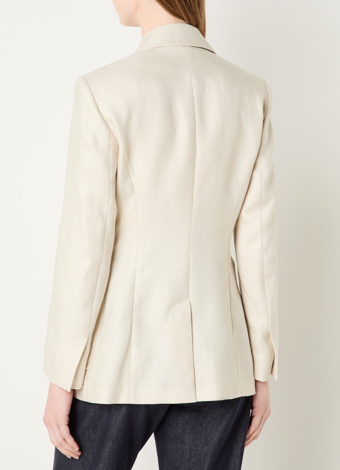 Max Mara Getailleerde blazer van linnen met opgestikte zakken - achterkant 4 ivoor