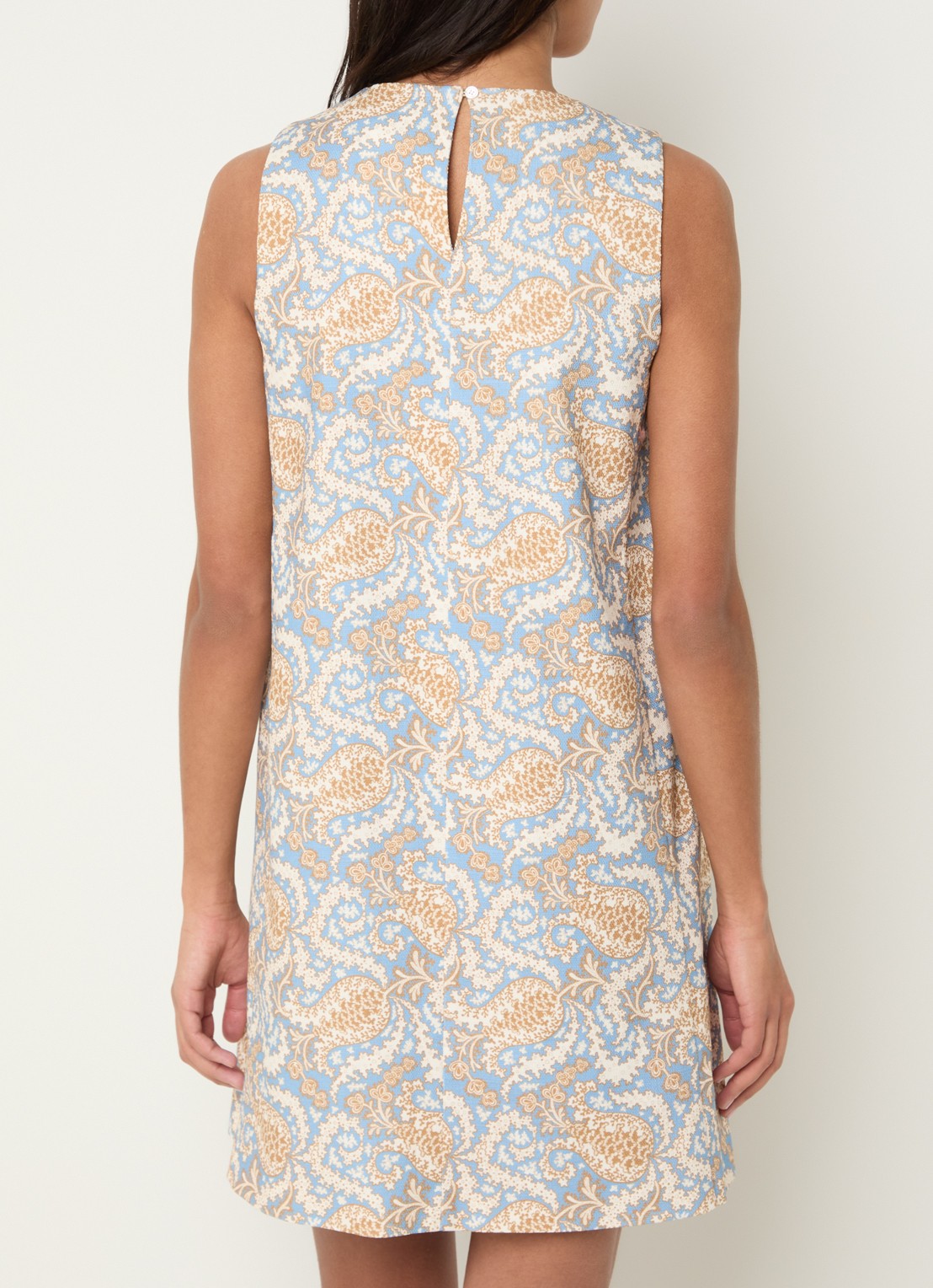 Max Mara Giallo mini jurk met print - achterkant 4 lichtblauw