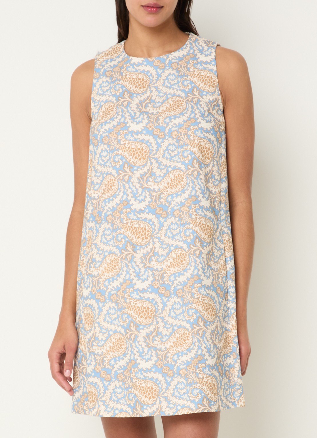 Max Mara Giallo mini jurk met print - detail 3 lichtblauw