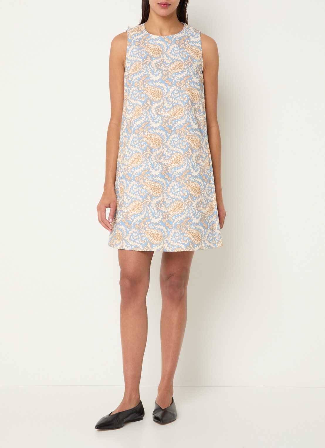 Max Mara Giallo mini jurk met print - voorkant 2 lichtblauw